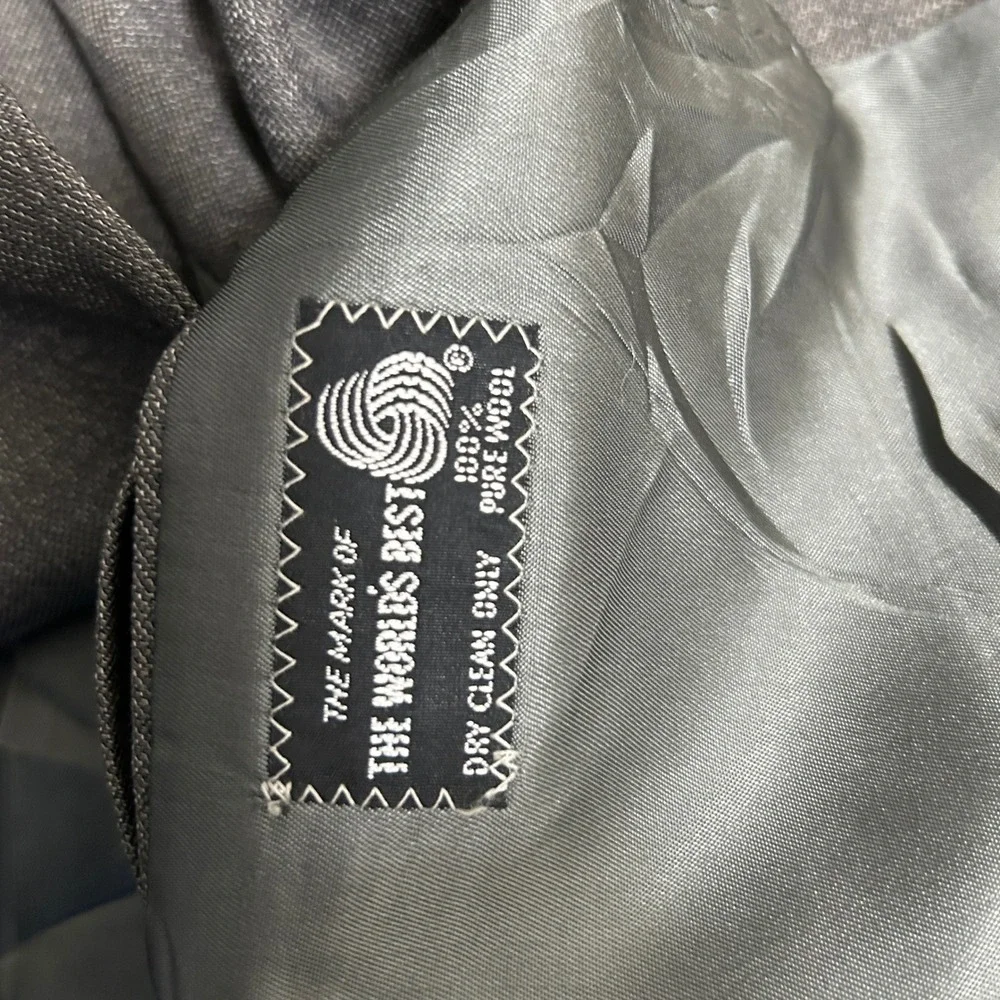 Givenchy Monsieur Gray Wool Windowpane Double Breasted Blazer Jacket Vintage 44R